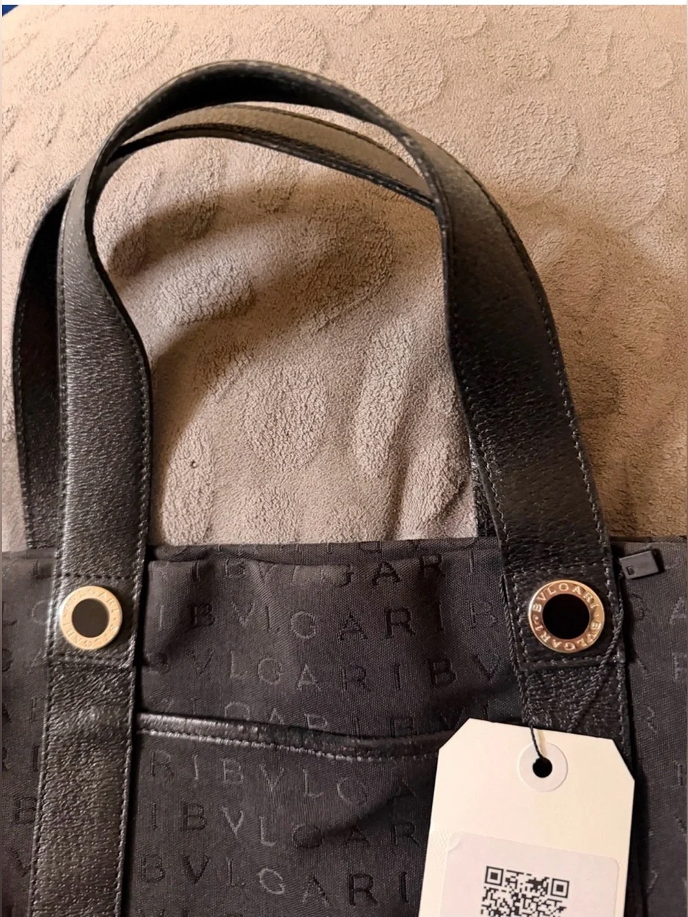 🖤Authentic Bvlgari Logomania Black Canva And Leather Tote 🖤 COA🖤